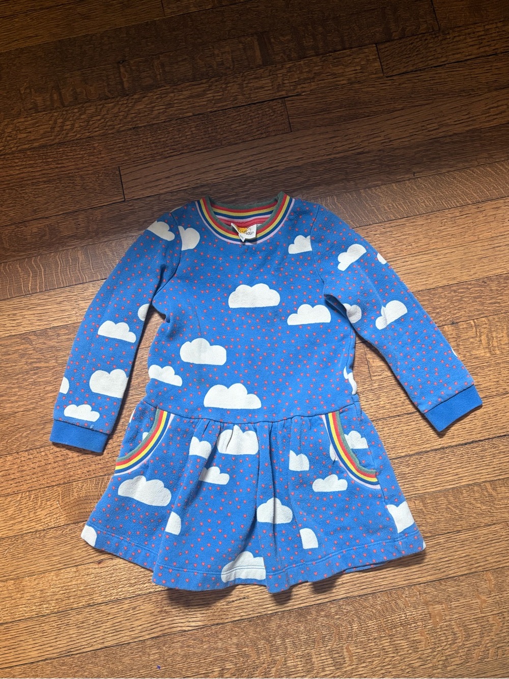 Mini Boden rainbow sweatshirt dress size 4-5 years